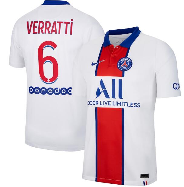 PSG Away Kit Soccer Jersey Verratti 6 2020/21